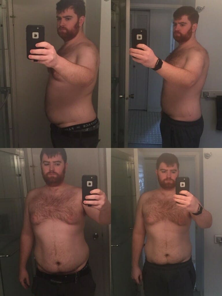 Just a 3 month difference between these pictures and you can already see the significant changes that Dylan has made: over 20lbs of fat loss and drastically improved posture. 